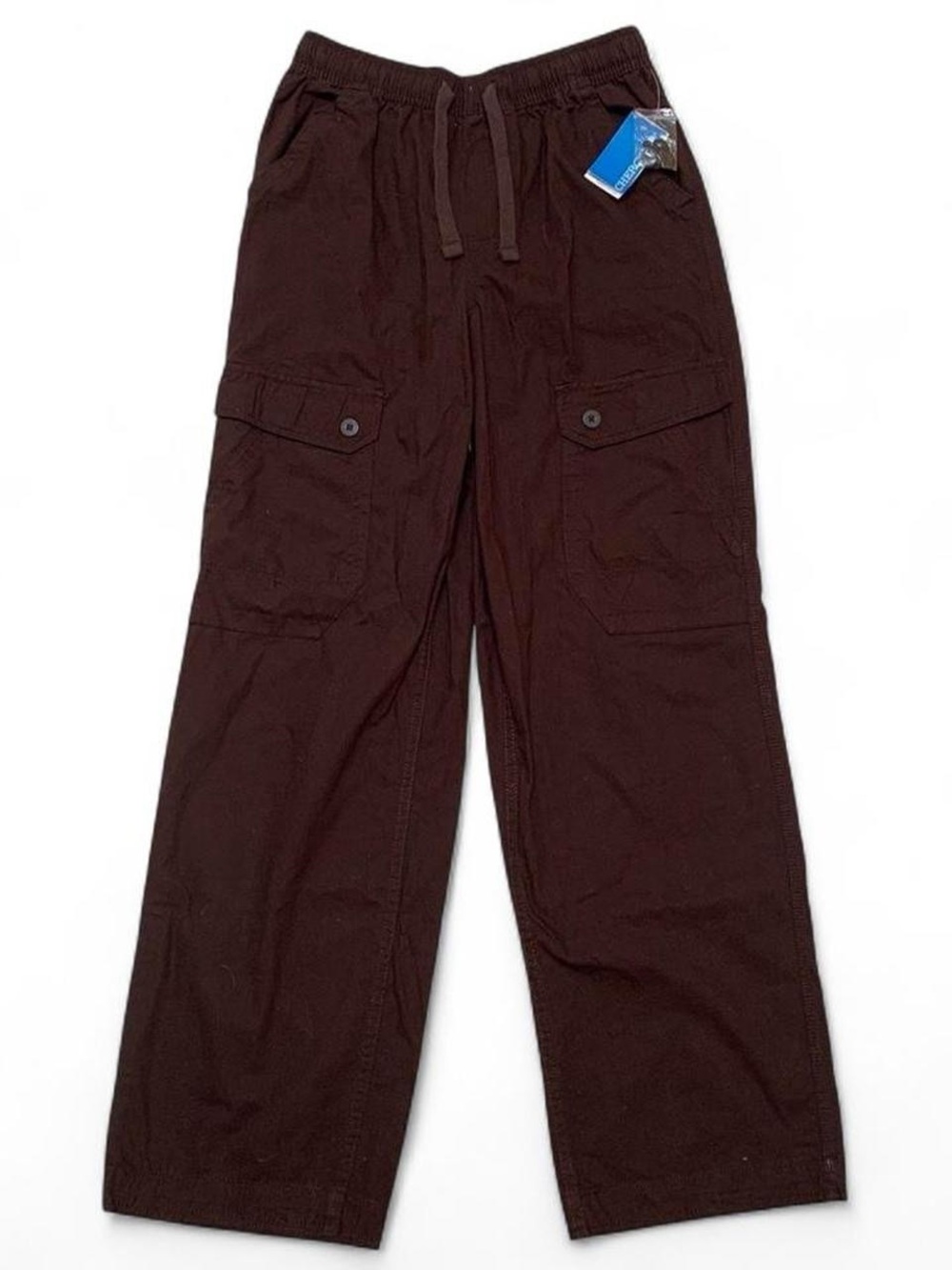 NWT Cherokee 100% Cotton Y2K Dark Brown High Waisted Cargo Pants Size 18 Youth